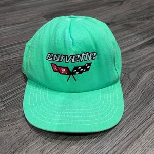 Lime Green Corvette Strap Back Hat Cap Adjustable One Size
